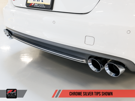 AWE Tuning Audi C7   C7.5 S6 4.0T Touring Edition Exhaust - Polished Silver Tips Online now