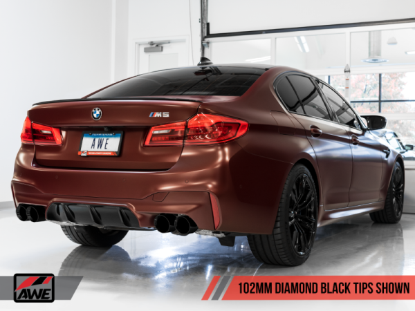 AWE Tuning 18-19 BMW M5 (F90) 4.4T AWD Cat-back Exhaust - Track Edition (Diamond Black Tips) Online Sale