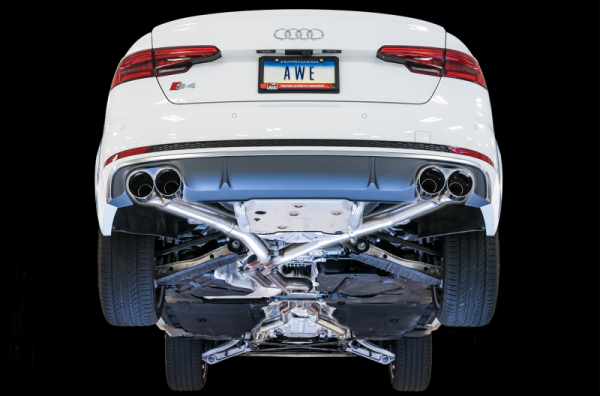 AWE Tuning Audi B9 S4 Track Edition Exhaust - Non-Resonated (Silver 102mm Tips) For Cheap