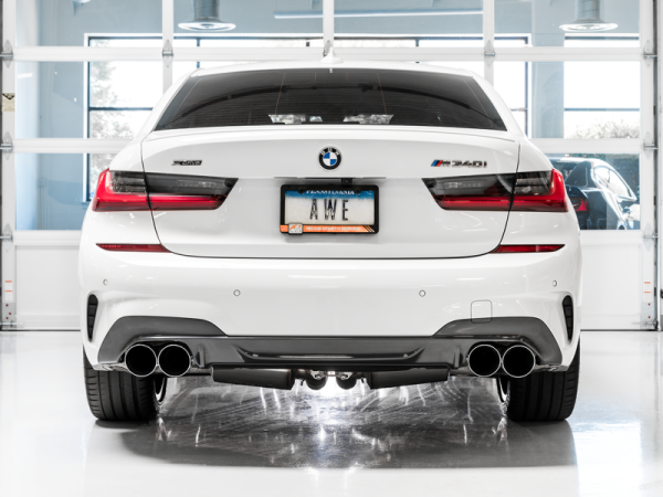 AWE Tuning 2019+ BMW M340i (G20) Track Edition Exhaust - Quad Chrome Silver Tips Fashion