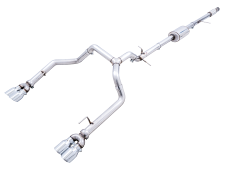 AWE Tuning 4th Gen GM 1500 5.3L 0FG Catback Split Rear Exit (w  Bumper Cutouts) - Quad Chrome Tips Online Hot Sale