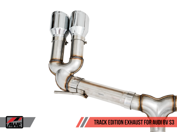 AWE Tuning Audi 8V S3 Track Edition Exhaust w Chrome Silver Tips 102mm Online Sale