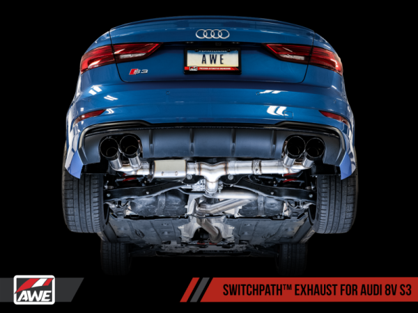 AWE Tuning Audi 8V S3 SwitchPath Exhaust w Diamond Black Tips 102mm For Cheap