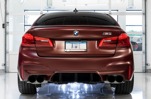 AWE Tuning 18-19 BMW F90 M5 SwitchPatch Cat-Back Exhaust- Black Diamond Tips Hot on Sale