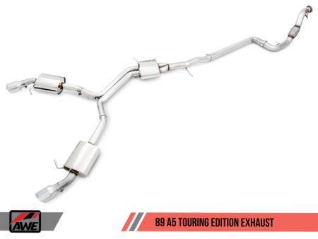 AWE Tuning Audi B9 A5 Touring Edition Exhaust Dual Outlet - Diamond Black Tips (Includes DP) Online Sale