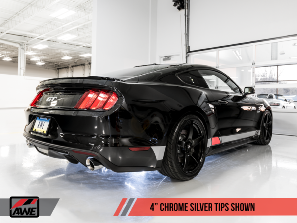 AWE Tuning S550 Mustang GT Cat-back Exhaust - Track Edition (Chrome Silver Tips) Online now