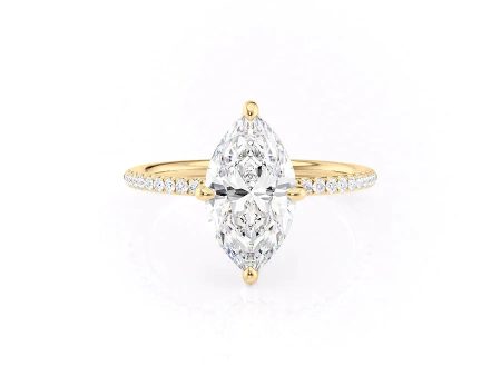 The Pave Kamellie Set With A 1.5 Carat Marquise Lab Diamond on Sale