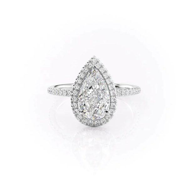 The Michelle Set With A 1 Carat Pear Lab Diamond on Sale