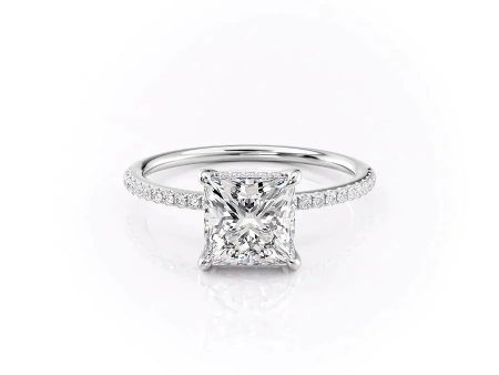 The Pave Kamellie Set With A 2 Carat Princess Lab Diamond For Sale