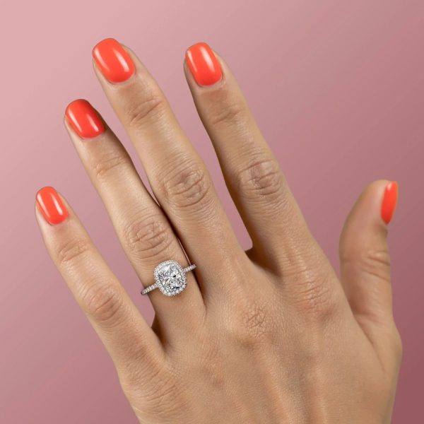 The Michelle Set With A 2 Carat Elongated Cushion Lab Diamond on Sale