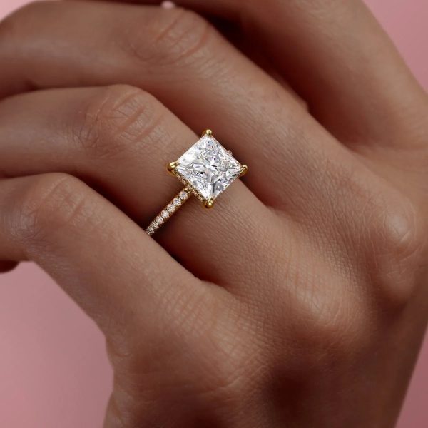 The Pave Kamellie Set With A 2.5 Carat Princess Lab Diamond Online now