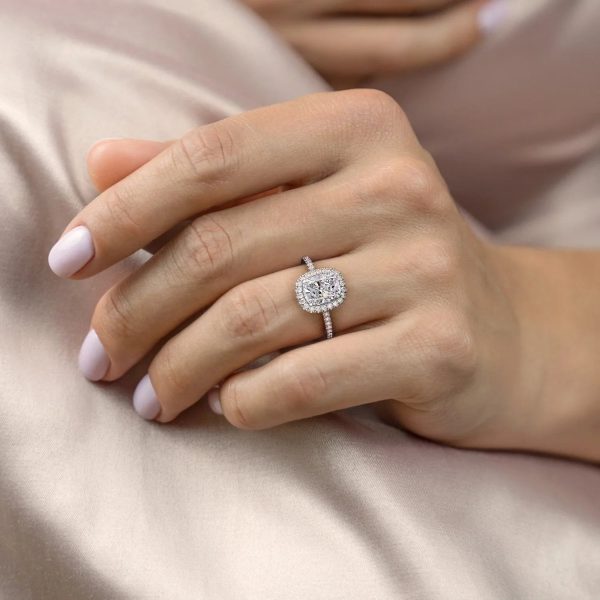 The Michelle Set With A 2 Carat Elongated Cushion Lab Diamond on Sale